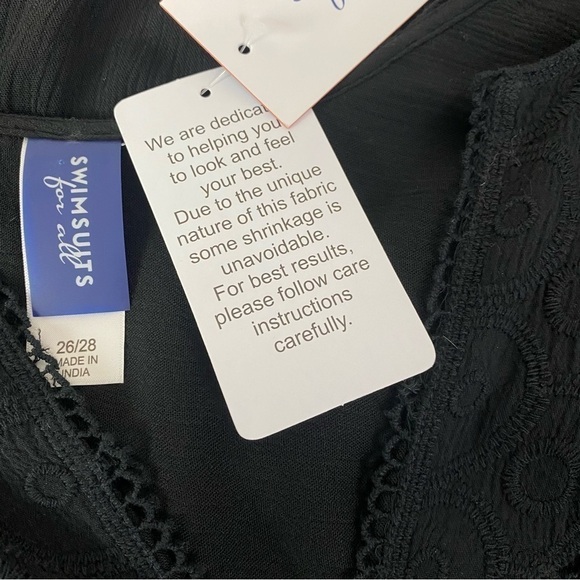 Swimsuits For All Black Embroidered Crinkle Swim Cover Up Size 26/28 - Picture 8 of 10